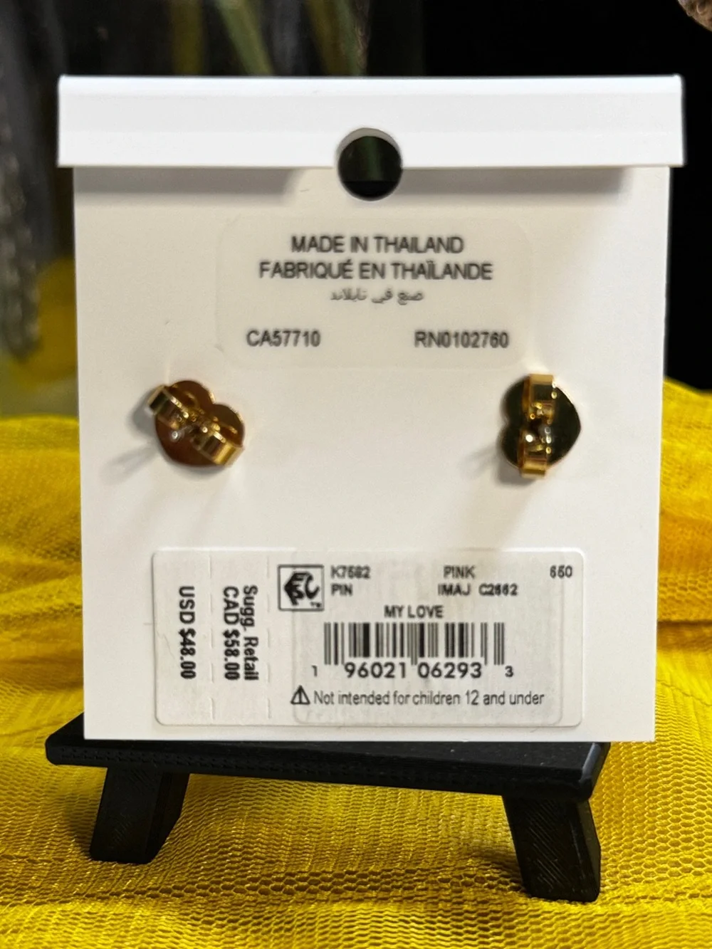 kate spade Gold-Tone Pink Heart CZ Stud Earrings